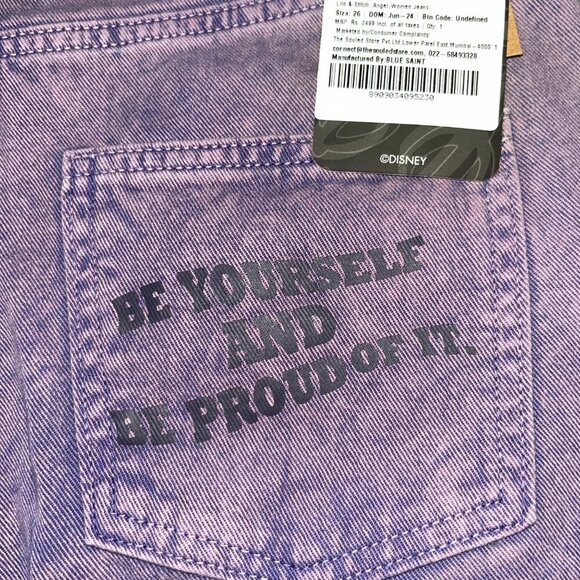 THE SOULED STORE DENIM DIVISION DISNEY LILO & STITCH ANGEL WIDE LEG FIT JEANS 26 - Picture 7 of 12